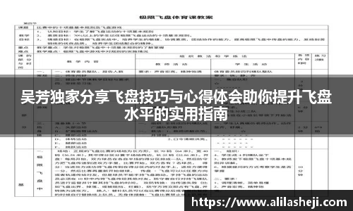 吴芳独家分享飞盘技巧与心得体会助你提升飞盘水平的实用指南